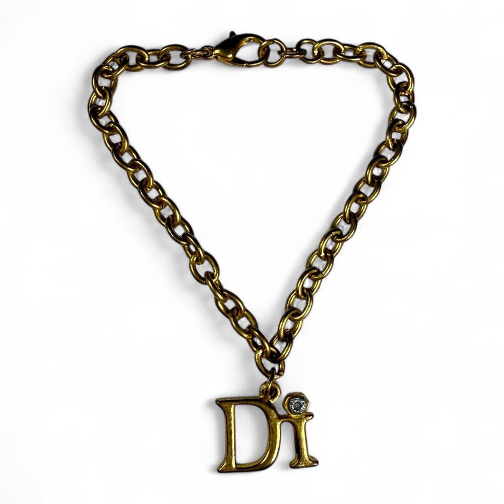 Diamonds International DI Chip Gold Tone Charm Bracelet Lobster Clasp